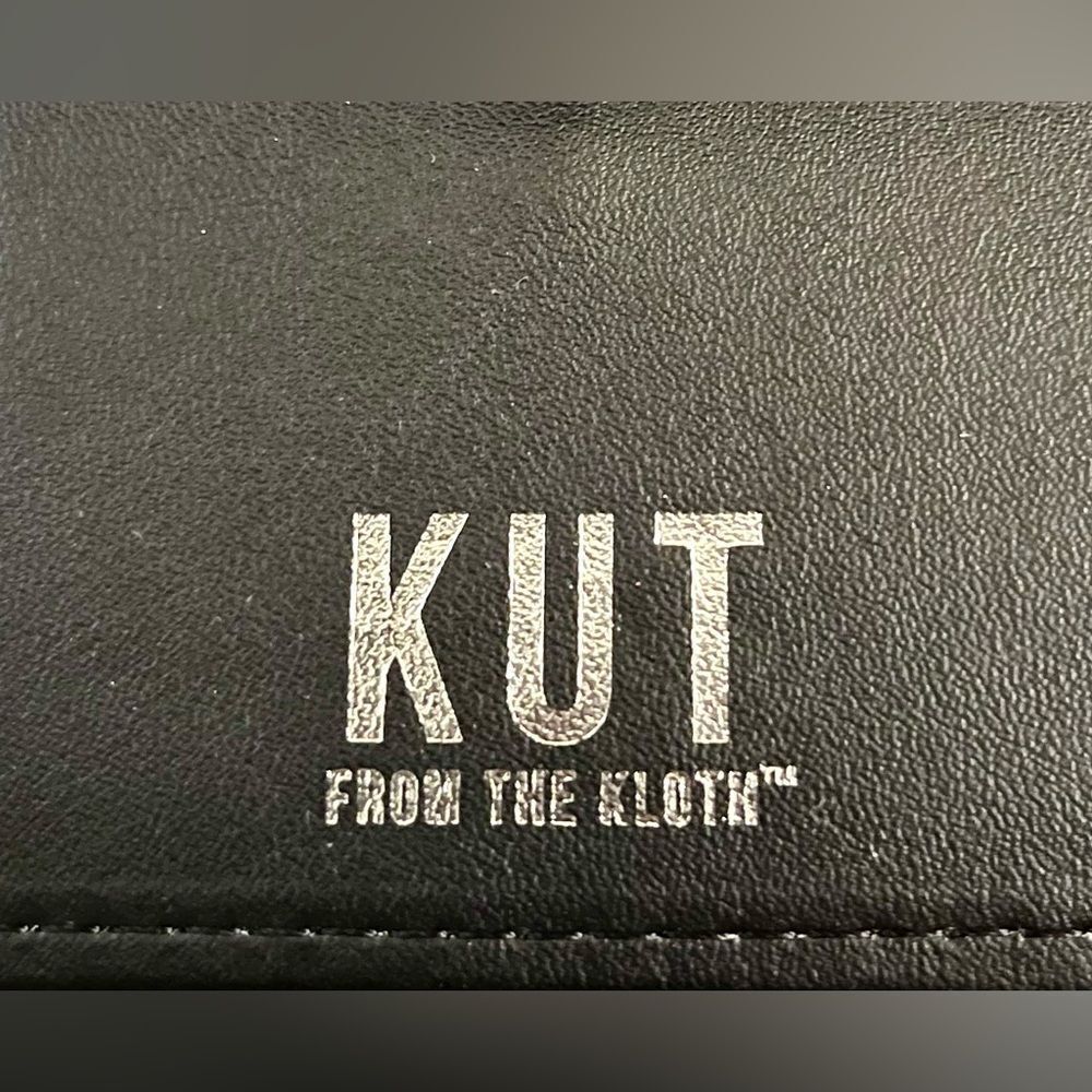 KUT from the Kloth Black&White Trifold Vegan Envelop Striped Wallet Bonus Chain - Picture 5 of 9